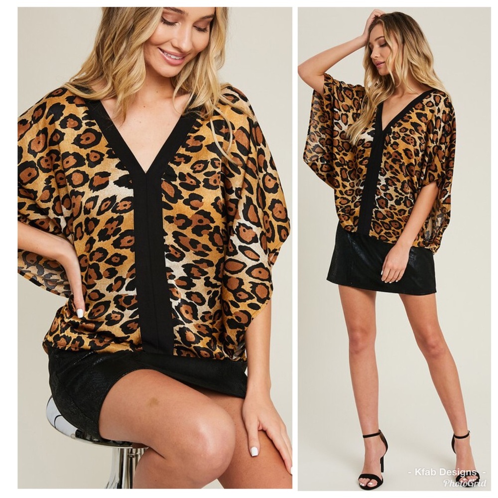 โค๏ธLAST 2! Leopard Print V-Neck Kimono Top! - Picture 2 of 8